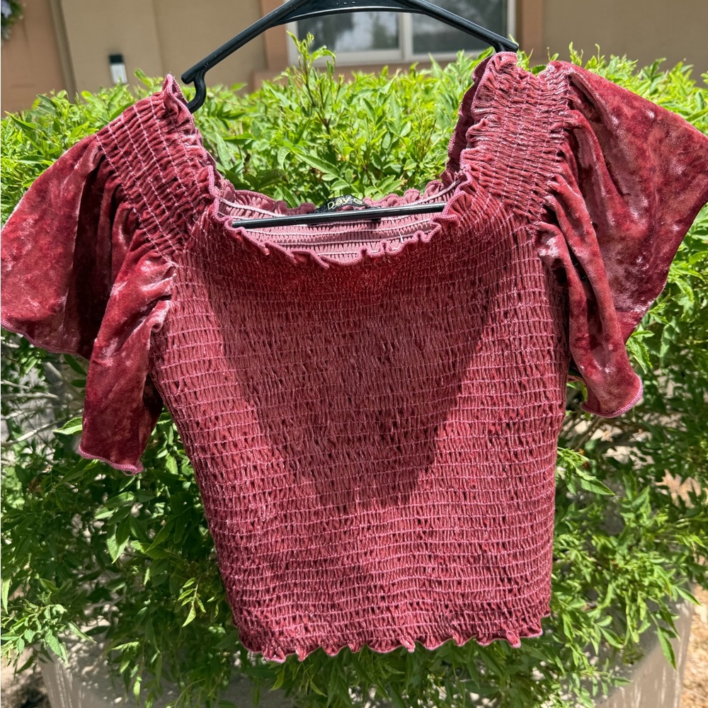 Velvet Smocked Burgundy Top